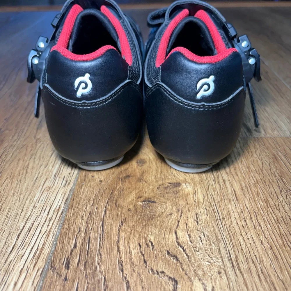 Peloton Cycling Shoes Black Red Size 43 Delta Cleats Mens US 10 Women's US 12‎